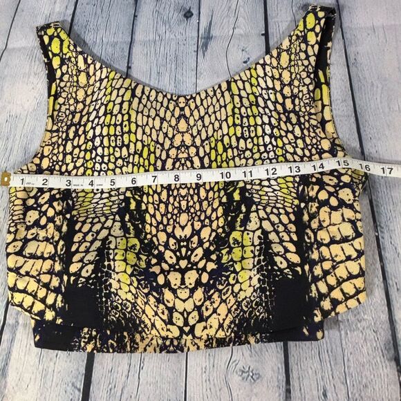 McQ by Iconic ALEXANDER MCQUEEN Luxury Chic Crocodile Print Layered Crop Top S - Picture 7 of 15